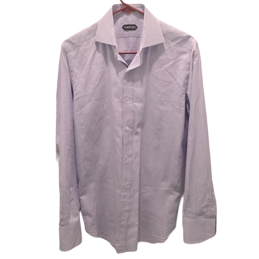 Tom Ford 15.5 SLIM Purple Checks Dress Shirt Italy Excellent!